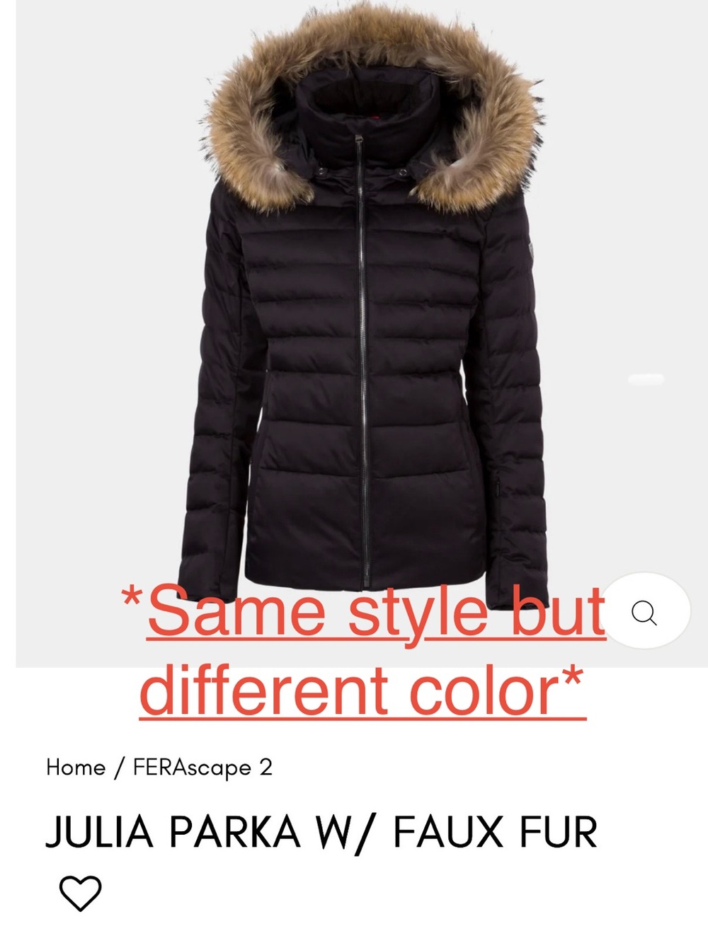 Fera Black Quilted Ski Puffer Jacket with Faux Fur Hood